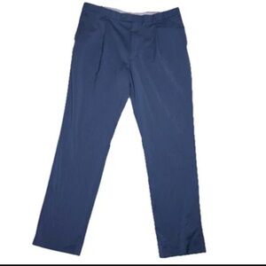 Hart Schaffner Marx Solid Dark Blue Wool/Spandex Flat Front Trousers Size: 40x34